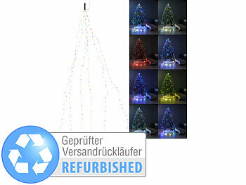 LED-Lichterketten RGB: Lunartec Christbaum-Überwurf-Lichterkette, 180 bunte LEDs, Versandrückläufer