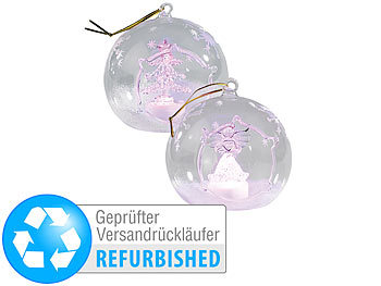 Lunartec Mundgeblasene LED-Glas-Ornamente in Kugelform, Versandrückläufer