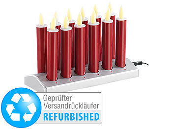 Lunartec 12 LED-Akku-Kerzen mit Edelstahl-Haltern, rot (Versandrückläufer)