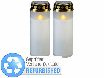 LED-Friedhofskerze: PEARL 2er-Set XL-LED-Grablichter, Lichtsensor, Versandrückläufer