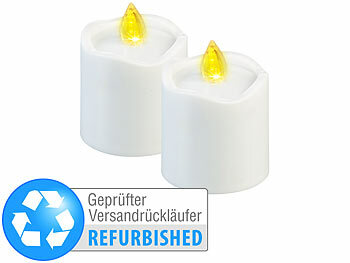 Elektrische Grabkerzen: PEARL 2er-Set flackernde Grablicht-LED-Kerzen, Versandrückläufer