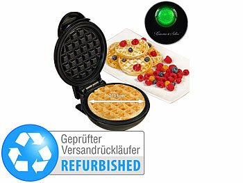 Non-Stick Electric Waffle Machine: Rosenstein & Söhne Mini-Waffeleisen für runde Belgische Waffeln, Versandrückläufer