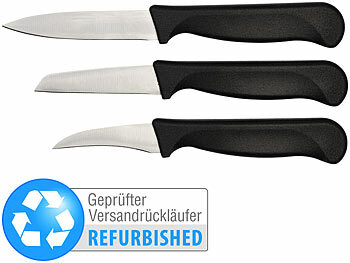 Rosenstein & Söhne 3-teiliges Obst- und Gemüsemesser-Set, scharf, Versandrückläufer