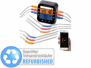 Rosenstein & Söhne Profi-Grillthermometer mit Bluetooth und App, Versandrückläufer 