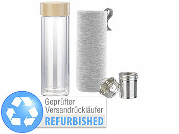 Tee Trinkflasche: Cucina di Modena Doppelwandige Glas-Trinkflasche, Versandrückläufer 