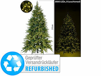 Christmas Trees: infactory Künstlicher Premium-Weihnachtsbaum mit 3000 LEDs, Versandrückläufer