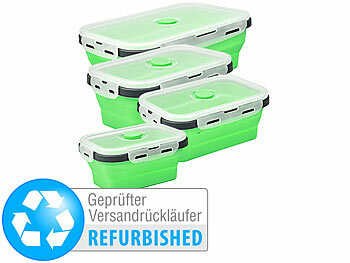 Silikon-Lunchbox: Rosenstein & Söhne 4er-Set zusammenklappbare Silikonbox, Versandrückläufer