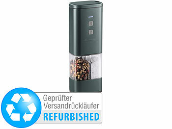Akku-Multi-Gewürzmühle: Rosenstein & Söhne 2in1-Akku-Salz- und Pfeffermühle, Versandrückläufer