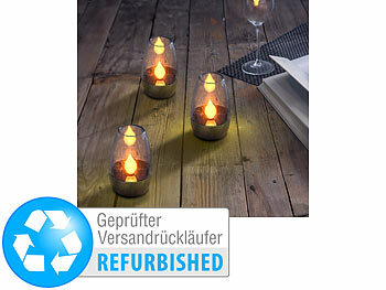 Solar-Deko-Licht: Lunartec 3er-Set Solar-LED-Windlichter "Luna" Versandrückläufer
