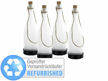 Solarleuchte Flaschen: Lunartec Solar-LED-Lampe "Flaschenpost", weiß, 4er-Set, Versandrückläufer 