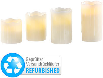 LED-Kerzen Flackern: Britesta 4 flackernde LED-Echtwachskerzen, Höhe abgestuft (Versandrückläufer)