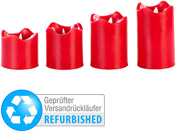 LED Kerzen hochwertig: Britesta 4 Echtwachskerzen mit beweglicher LED-Flamme, rot, (Versandrückläufer)