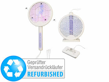 UV Insektenkiller: infactory 2in1-Akku-Insektenvernichter & Fliegenklatsche, Versandrückläufer
