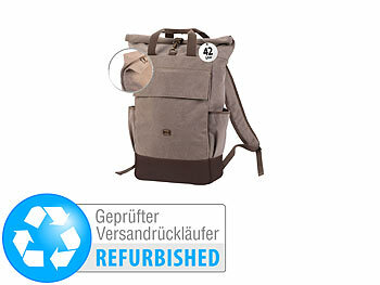 Kurierrucksack: Xcase Großer Rolltop-Canvas-Rucksack mit Laptopfach, Versandrückläufer