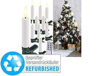Lunartec 10er-Set LED-Weihnachtsbaumkerzen, Versandrückläufer