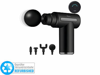 Fitness-Massage-Gerät: newgen medicals Kompaktes Akku-Hand-Massagegerät mit 4 Aufsätzen, Versandrückläufer 