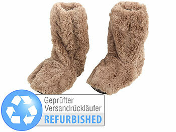 gefütterte Hausschuhe: infactory Aufwärmbare Flausch-Stiefel mit Traubenkern-Füllung, Versandrückläufer