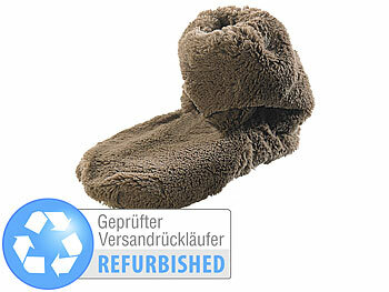 Beheizbare Hausschuhe: infactory Aufwärmbare Flausch-Stiefel mit Traubenkern-Füllung, Versandrückläufer