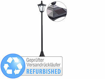 Solar-Laterne hoch: Royal Gardineer Solar-LED-Gartenlaterne, Dämmerungssensor, Versandrückläufer