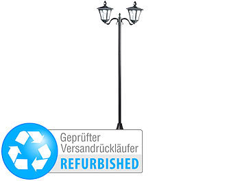 Steh-Lampe: Royal Gardineer Solar-LED-Gartenlaterne, 2 flammig, PIR-Sensor (Versandrückläufer)