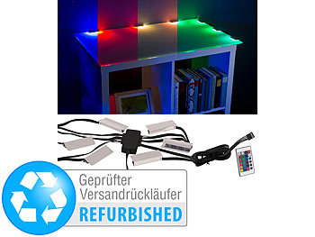 Fernbedienung) LED-Glasbodenbeleuchtung Versandrückläufer Beleuchtung: Fernbedienung, Lunartec mit Schrank (LED-Lichtleiste