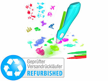 Airbrushset: infactory Airbrush-Stift für Kinder, 12 Farben zum Sprühen, Versandrückläufer