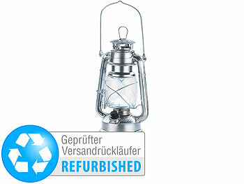 Zelt-Lampe: Lunartec Dimmbare LED-Sturmlampe, Batteriebetrieb, Versandrückläufer 