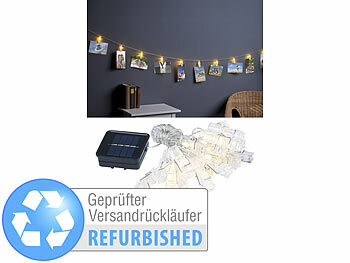 Solar-LED-Kette: Lunartec LED-Foto-Clips-Lichterkette mit 40 Klammern, Versandrückläufer