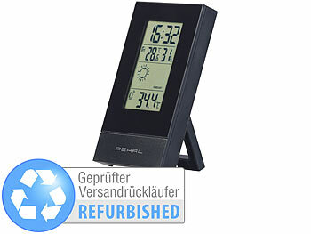 Digitales innen- und außen-Thermometer: PEARL Digitale Wetterstation mit Uhrzeit, Versandrückläufer