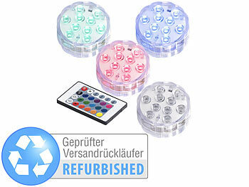LED wasserdicht: Lunartec 4er-Set RGB-LED-Unterwasserleuchten, Versandrückläufer