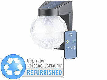 LED-Außenleuchten Solar: Luminea Solar-LED-Wandleuchte im Crackle-Glas-Design, Versandrückläufer