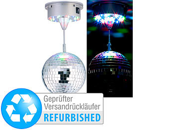 Discokugel LED: Lunartec Selbstdrehende Discokugel mit Sockel Versandrückläufer