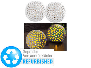 dekorative Lampen: Lunartec Kabellose LED-Dekoleuchten aus Keramik Versandrückläufer