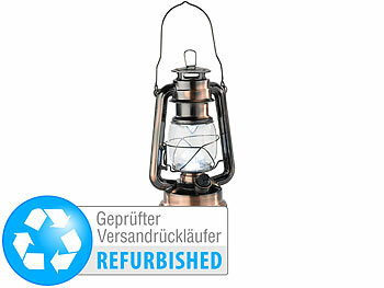 Mini-Sturmlampe: Lunartec Dimmbare LED-Sturmlampe, Batteriebetrieb, bronze, Versandrückläufer