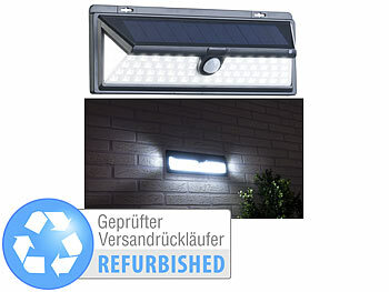 LED-Solar-Wandlampen: Luminea Solar-LED-Wandleuchte, Bewegungs-Sensor & Akku, Versandrückläufer 