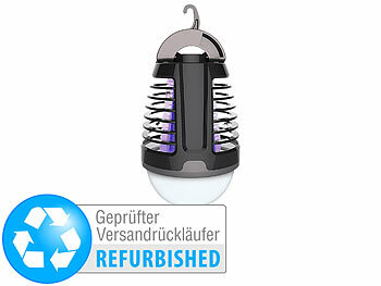 USB Insektenvernichter: Exbuster 2in1-UV-Insektenvernichter und Camping-Laterne, Versandrückläufer