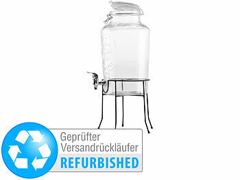 Trinkwasserspender: PEARL Retro-Getränkespender aus Glas mit Ständer, Versandrückläufer