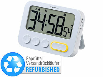 Timer-Vibrationswecker: PEARL Digitaler Küchentimer mit Ton-, LED- und alarm, Versandrückläufer