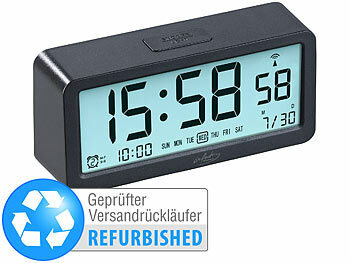 Digital-Uhr-Wecker: infactory Digitaler Funk-Reisewecker mit 3 Weckzeiten Versandrückläufer