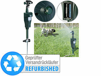 Katzenabwehr-Gerät: Royal Gardineer Wasserstrahl-Tierschreck mit PIR-Sensor, Versandrückläufer