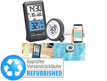 Poolthermometer WiFi: infactory Smartes WLAN-Teich- & Poolthermometer, Versandrückläufer