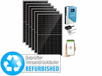 revolt Solar-Komplettanlage: Solar-Hybrid-Inverter mit 6  380-Watt-Solarpanels, Versandrückläufer (Solar-Kraftwerk Balkon)
