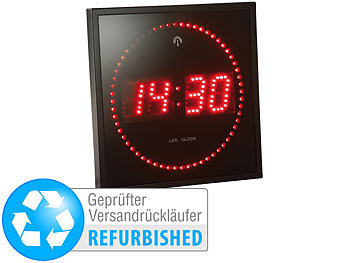 LED Uhr groß für Büro, Arbeitszimmer und Wartezimmer Baduhr Studio professionell: Lunartec LED-Funk-Wanduhr mit Sekunden-Lauflicht (Versandrückläufer)