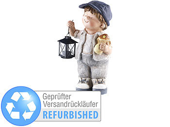 Garten-Deko-Figuren: Royal Gardineer Handbemalte Deko-Figur "Klein-Willy" mit Laterne Versandrückläufer