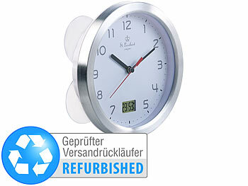 St. Leonhard Badezimmer-Funk-Wanduhr mit Thermo- und Hygrometer, Versandrückläufer