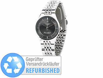 Damenuhren wasserdicht: St. Leonhard Damen-Armbanduhr aus Edelstahl, Versandrückläufer