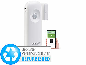 Luminea Home Control Smarter 2in1-WLAN-Tür-/Fenstersensor und PIR-Sensor, Versandrückläufer 