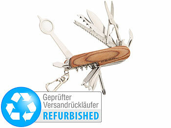 Offiziersmesser: PEARL 16in1-Multifunktions-Taschenmesser aus Edelstahl,Versandrückläufer