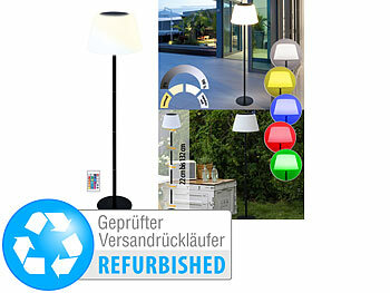 Terrassen-Lampen LED: Lunartec Solar-LED-Tisch- & Stehleuchte mit Fernbedienung, Versandrückläufer