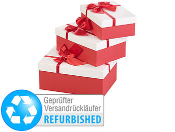 Your Design 3er-Set edle Geschenk-Boxen mit roter Schleife, Versandrückläufer
